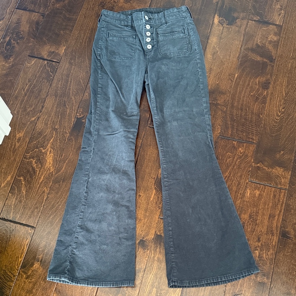 Flared Gray Corded Jeans